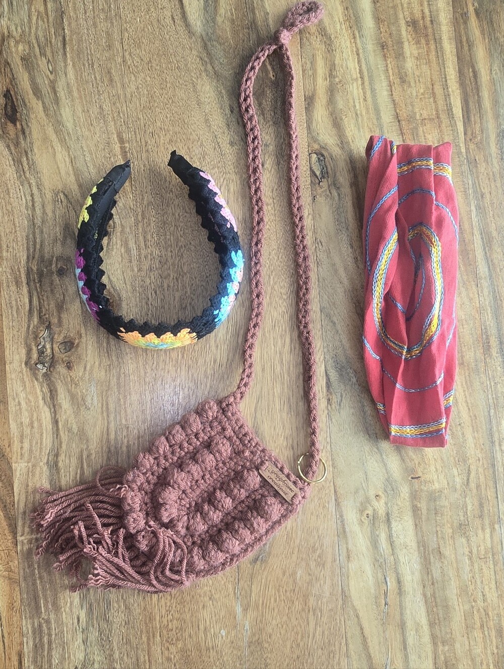 Grayhouse Creations Bitty Boho Crossbody Purse And 2 Boho Headbands Bundle Lot